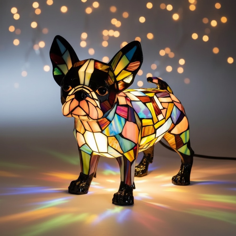 Sofisticação do Boston Terrier – Luz Suave para o Seu Lar