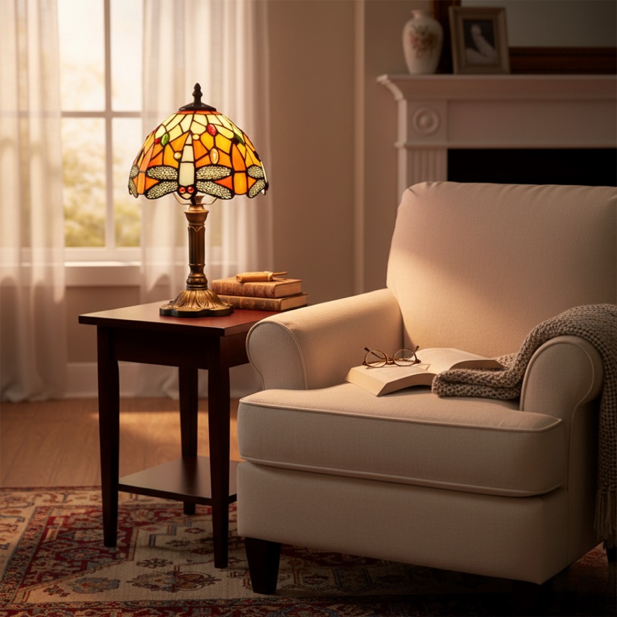 Luminária de Mesa LED Vitral Decorativa