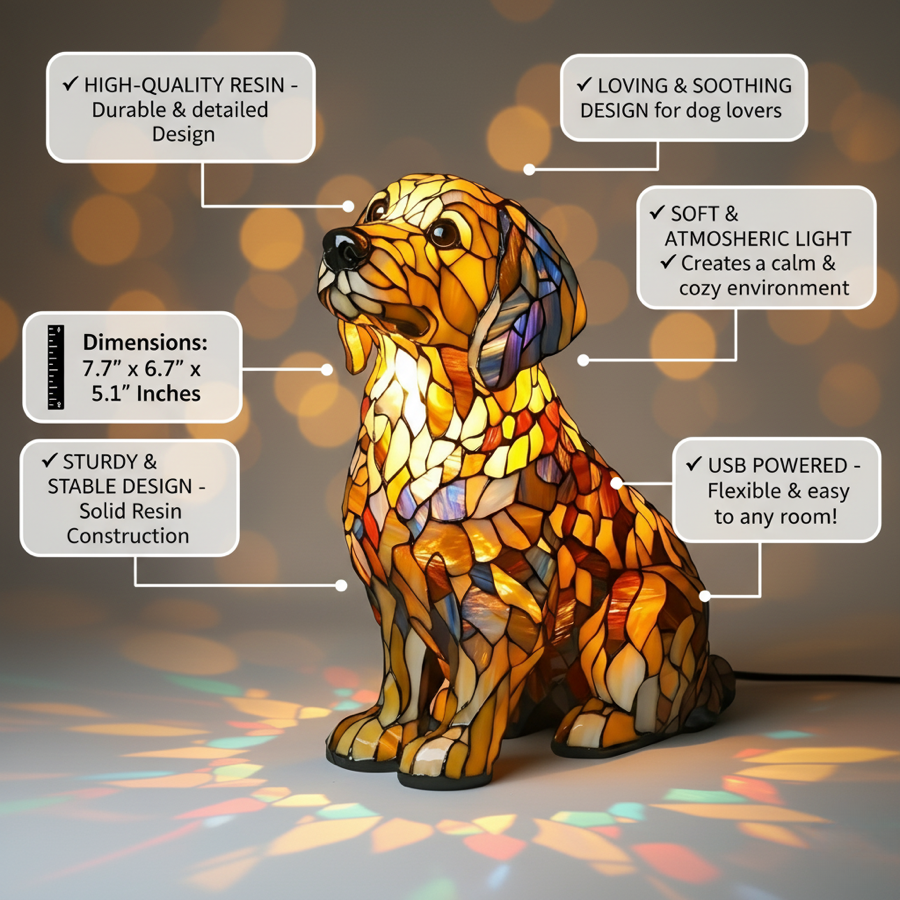 Lily – Luminária Golden Retriever Espiritual