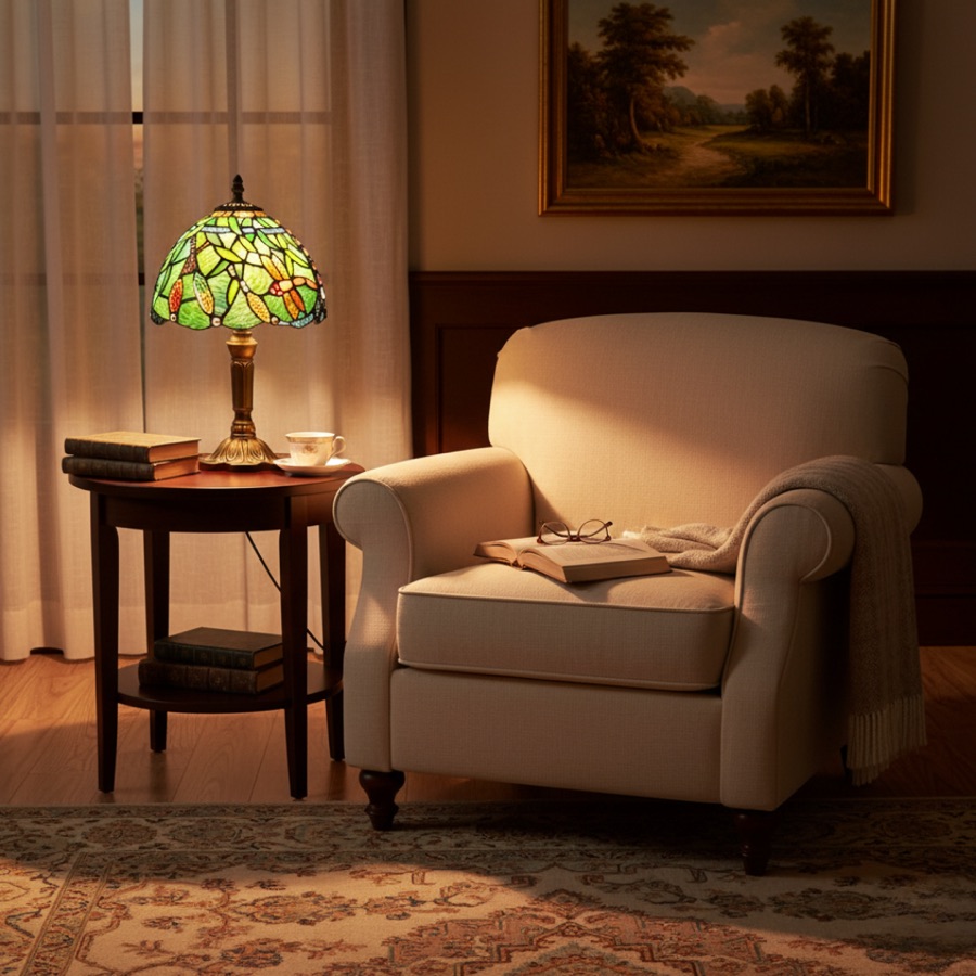 Luminária de Mesa LED Vitral Mediterrâneo