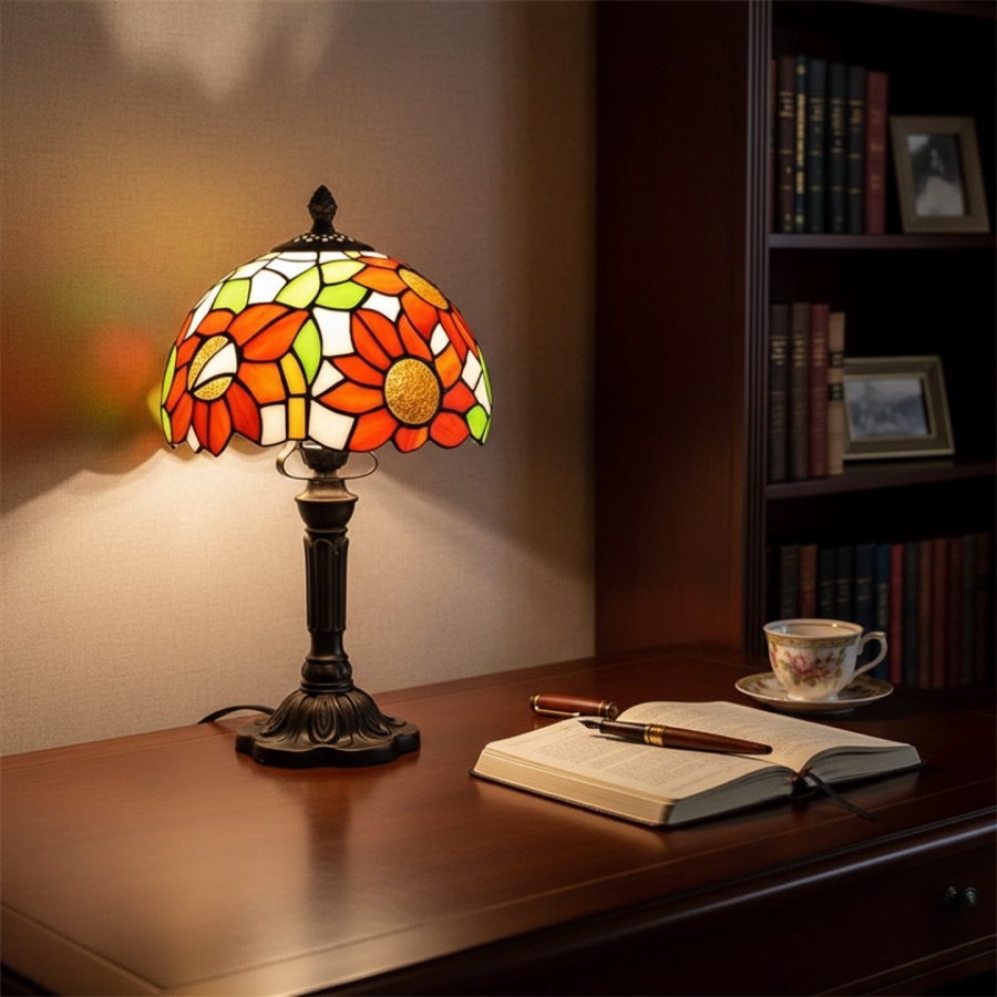 Luminária de Mesa LED em Vidro Ornamentado